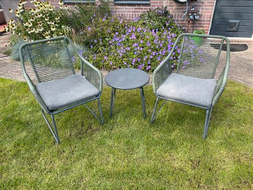 2-persoons zitje/bistroset Intratuin - groen/grijs, Tuin en Terras, Tuinsets en Loungesets, Gebruikt, Tuinset, Overige materialen