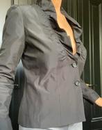 Vintage blazer jasje jas V-hals ruches knopen Promiss, Maat 38/40 (M), COS, Zwart, Ophalen of Verzenden