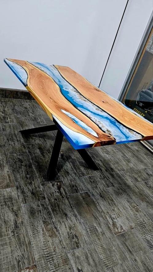 Epoxy Tafel / Table 160x85 Massief houten met Epoxy Hars, Huis en Inrichting, Tafels | Salontafels, Zo goed als nieuw, 50 tot 100 cm