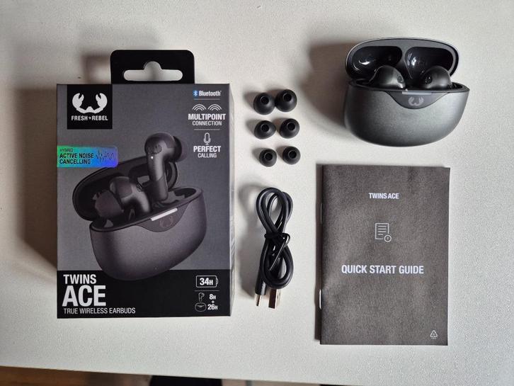 Fresh n Rebel Twins Ace Storm Grey Oortjes, Telecommunicatie, Mobiele telefoons | Oordopjes, Zo goed als nieuw, In oorschelp (earbud)