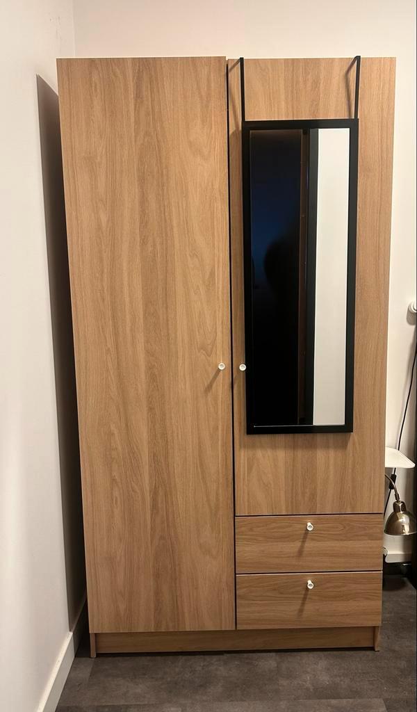Kledingkast met hangspiegel en lades, Huis en Inrichting, Kasten | Kledingkasten, Zo goed als nieuw, 150 tot 200 cm, 50 tot 100 cm