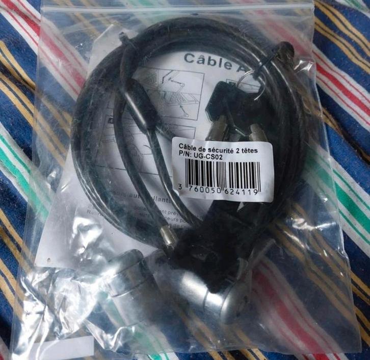 Beveiligingskabel twin voor laptop of computer (NIEUW)., Computers en Software, Overige Computers en Software, Nieuw, Ophalen of Verzenden