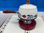 Vintage boerenbont Fonduepan met Rechaud, Ophalen of Verzenden