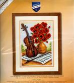 Cado vervaco borduurpakket viool met vaas klaprozen, Hobby en Vrije tijd, Borduren en Borduurmachines, Ophalen of Verzenden, Nieuw