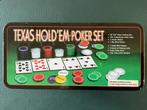 Texas hold’em pokerset in bewaarblik, Hobby en Vrije tijd, Gezelschapsspellen | Kaartspellen, Vijf spelers of meer, Ophalen, Zo goed als nieuw
