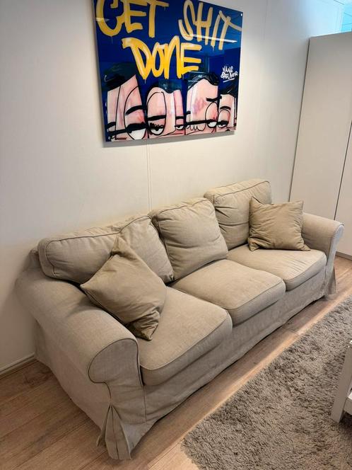 Ektorp 3 zits Bank + Hocker + Extra hoezen set., Huis en Inrichting, Banken | Sofa's en Chaises Longues, Zo goed als nieuw, Driepersoons