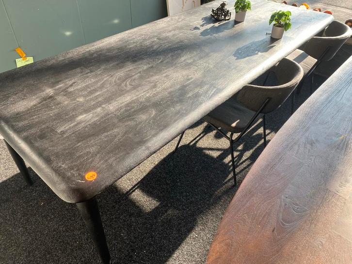 Zwarte Mangohouten Tafel 250x100cm, Huis en Inrichting, Tafels | Eettafels, Nieuw, 100 tot 150 cm, 200 cm of meer, Vijf personen of meer