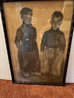 Cees Bolding lithografie van 2 Volendamse jongens in kostuum, Ophalen