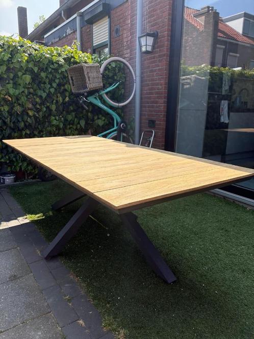 Tierra Outdoor eettafel Orion naturel 220 x 100 x 75 cm, Tuin en Terras, Tuintafels, Gebruikt, Rechthoekig, Teakhout, Ophalen