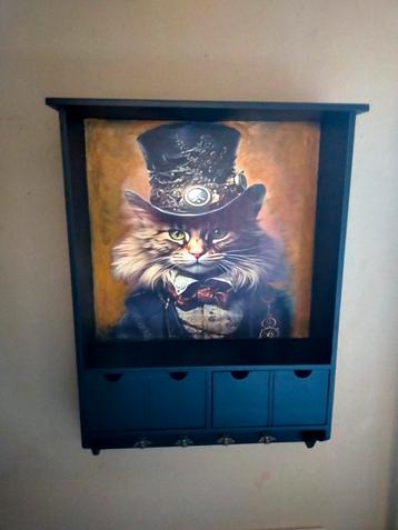 Steampunk decoupage kastje wandkastje kruidenkastje wandrekj beschikbaar voor biedingen