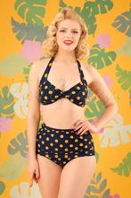 Esther Williams bikini 50s blauw gele polka dots stippen 42, Kleding | Dames, Badmode en Zwemkleding, Blauw, Bikini, Ophalen of Verzenden