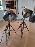 2 Industriële Tafellampen - Robuust & Groen, Huis en Inrichting, Lampen | Tafellampen, Ophalen of Verzenden, Metaal, Minder dan 50 cm