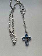 Zilveren Rozenkrans met Emaille Kruis, Met hanger, Verzenden, Zo goed als nieuw, Zilver