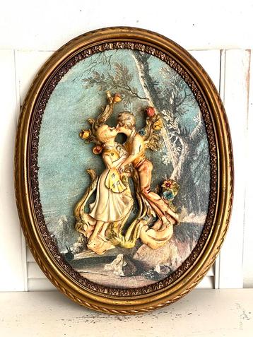 Vintage barok 3D Italiaans schilderij 43 cm beschikbaar voor biedingen