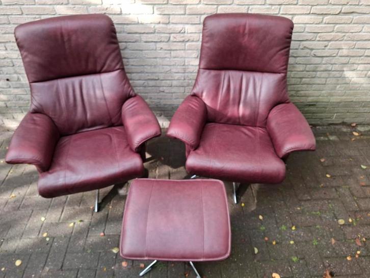 Leren Draai Fauteuils Anderssons Sweden made by Montel, Huis en Inrichting, Fauteuils, Gebruikt, Leer, Metaal, 50 tot 75 cm, 75 tot 100 cm