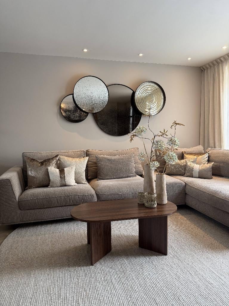 Home Heaven Salontafel ovaal bruin hout 100x50cm, Huis en Inrichting, Tafels | Salontafels, 100 tot 150 cm, Nieuw, Minder dan 50 cm