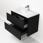 Badmeubel 80x46 zwart mat eiken, Huis en Inrichting, Badkamer | Badkamermeubels, Ophalen, Nieuw, 50 tot 100 cm, Minder dan 100 cm