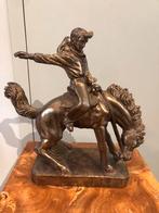 2 zware messing beelden Indiaan en cowboy te paard, Antiek en Kunst, Kunst | Overige Kunst, Ophalen of Verzenden