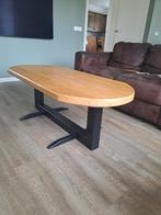 Salontafel eiken met ijzeren voet, Ophalen, Gebruikt, 100 tot 150 cm, 50 tot 100 cm