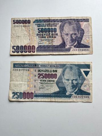 TURKIJE Turkse bankbiljetten 500000 en 250000 lira beschikbaar voor biedingen