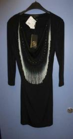 Glamorous zwart glad jurkje + grijze fringes nieuw M-L 31985, Nieuw, Maat 38/40 (M), Ophalen of Verzenden, Zwart