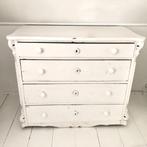 antieke biedermeier commode ladenkast in oude witte verf, Antiek en Kunst, Ophalen
