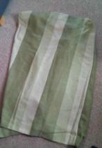 2 paar gordijnen bruin en groen gestreept , ook rails haken, Bruin, 200 cm of meer, Ophalen of Verzenden, Zo goed als nieuw