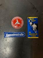Drie emaille borden: Mercedes & Michelin, Antiek en Kunst, Ophalen of Verzenden