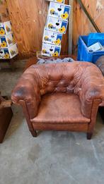 Antieke lederen Chesterfield fauteuil, Antiek en Kunst, Antiek | Meubels | Stoelen en Banken, Ophalen
