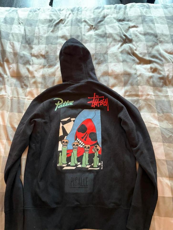 Stüssy x Patta x Pigalle Zip Hoodie Maat M, Kleding | Heren, Truien en Vesten, Zo goed als nieuw, Maat 48/50 (M), Zwart, Verzenden