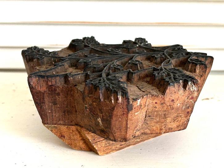 Antieke houten stempel batik, Antiek en Kunst, Curiosa en Brocante, Ophalen