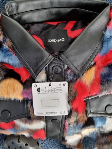 Desigual NEW faux fur multicolor jacket Size L