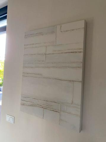 Abstract Structuurschilderij 60x90cm Beige Taupe beschikbaar voor biedingen