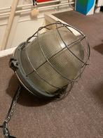 Zware industriële bunkerlamp – origineel gietijzer, vintage, Huis en Inrichting, Ophalen, Gebruikt, Vintage, Glas