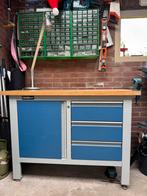 HBM Werkbank 120 cm blad, blauw/grijs, Doe-het-zelf en Verbouw, Werkbanken, Ophalen, Zo goed als nieuw