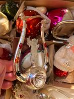 Antieke oude kerstversiering harp chenille met poezieplaatje, Ophalen of Verzenden, Gebruikt