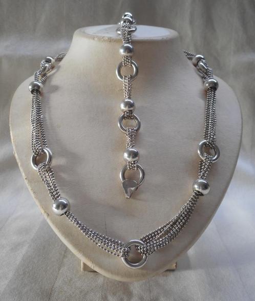 Prachtige zilveren set collier met armband nr.2472, Sieraden, Tassen en Uiterlijk, Kettingen, Gebruikt, Zilver, Zilver, Verzenden