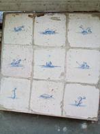 9 antieke tegels met zee figuurtjes, Ophalen of Verzenden