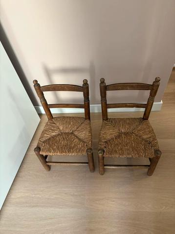 Vintage Kinderstoeltjes Hout/Rotan - Set van 2 beschikbaar voor biedingen
