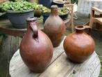3 atieke oude olijfkruiken en kleine kruik of pot ., Ophalen of Verzenden