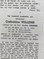 Willems x Franken 1985 Alphen en Riel 1973 Poppel, Ophalen of Verzenden, Bidprentje