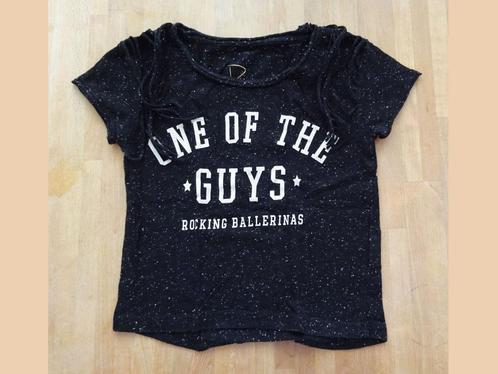 Raine T-shirt zwart 'One of the guys' franjes maat 104, Kinderen en Baby's, Kinderkleding | Maat 104, Gebruikt, Meisje, Shirt of Longsleeve