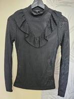 Coolcat Zwarte Blouse met Ruches - Maat M, Maat 38/40 (M), Zwart, Ophalen of Verzenden, Zo goed als nieuw