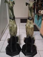 2 groen kleurige hazewindhonden, 80 cm hoog., Verzamelen, Beelden en Beeldjes, Ophalen, Zo goed als nieuw, Dier