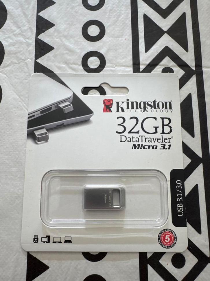 Nieuwe Kingston DataTraveler Micro 3.1 - 32GB USB Stick, Computers en Software, USB Sticks, Nieuw, 32 GB, Ophalen of Verzenden