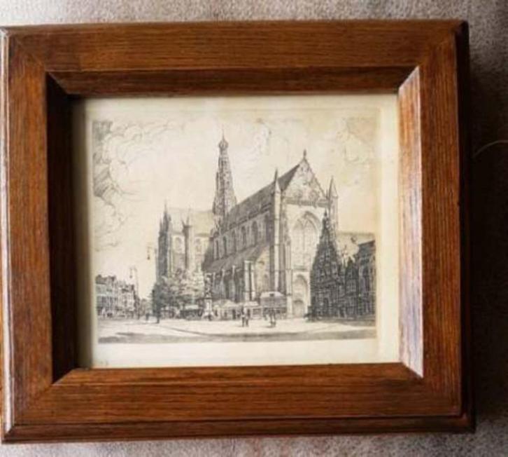 George KEENS (Hendrik Seegers) van de Grote markt Haarlem ., Antiek en Kunst, Kunst | Etsen en Gravures, Ophalen