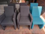 6 Eetkamer stoelen  met wieltjes 4 Antraciet en 2 blauw, Huis en Inrichting, Stoelen, Ophalen, Gebruikt, Grijs
