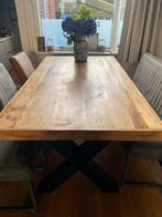 Eetkamertafel en stoelen ( zonder bank)  tafel met x poot., Huis en Inrichting, Tafels | Eettafels, Ophalen, 50 tot 100 cm, Zo goed als nieuw
