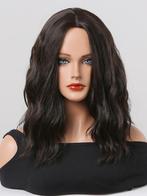 Dames Half Lange Donkerbruine Pruik Met Slag Haar Vrouwen, Verzenden, Nieuw, Pruik of Haarverlenging