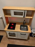 Kinderkeuken met werkende kookplaat en keukspullen, Ophalen of Verzenden, Zo goed als nieuw, Hout